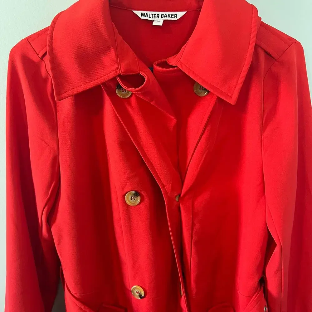 New without tags Walter Baker Freya Red Trench Coat Jacket Size Small - Picture 5 of 16
